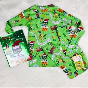 Pete The Cat Christmas pjs w/book & flaws